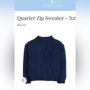 NWT Little English quarter zip sweater - navy blue. Size 4.